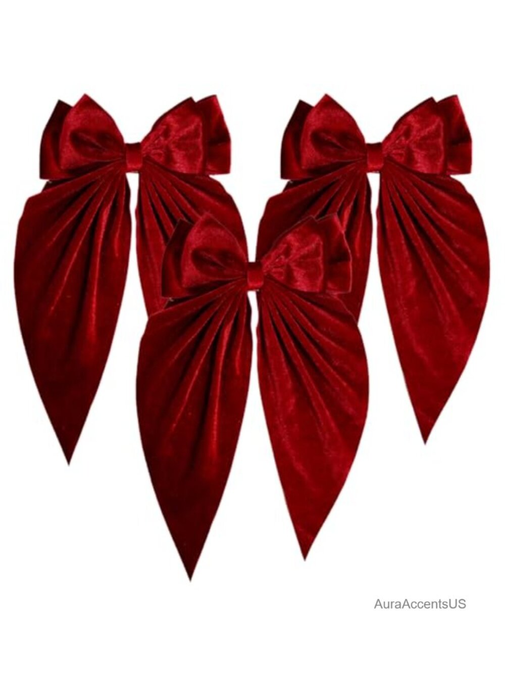 3 PCS Large Velvet Hair Bows Oversized Long Tail with Alligator Clips